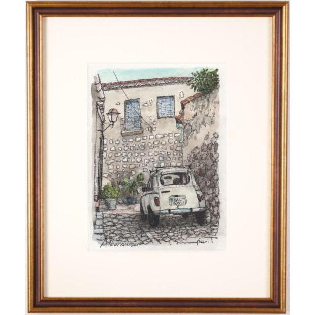 高橋文平 アルブルケルケ スペイン 絵画 風景画 自動車 ルノー4 水彩画