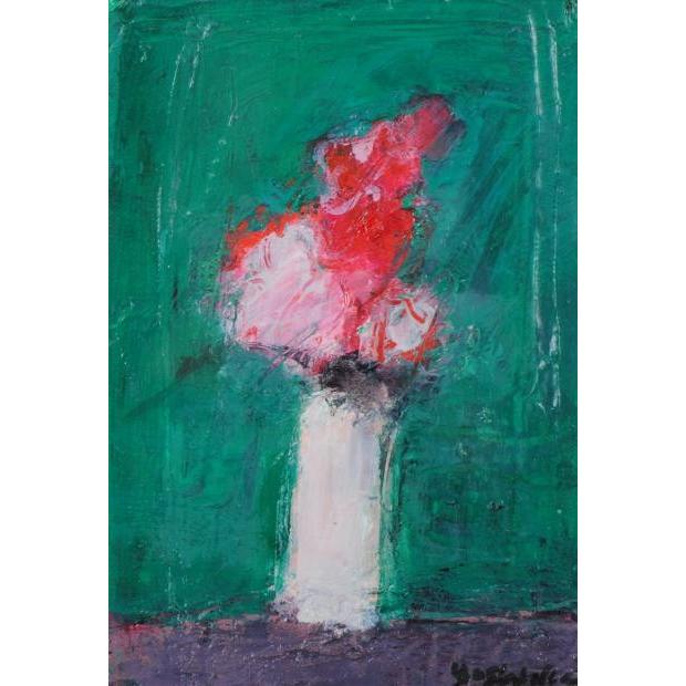 花 絵画 抽象画 静物画 油絵 油彩画 吉岡耕二 「花・1」 額付き