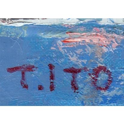 猫 絵画 油絵 伊東拓実 「猫のいる風景」 額付き : アートギャラリー