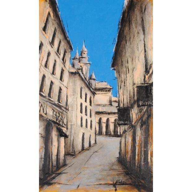 中野克彦 油絵 絵画 スペインの絵 路地の靴屋 風景画 額付き