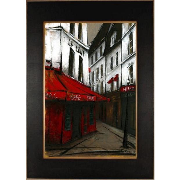 パリ 風景画 絵画 フランス 油絵 油彩画 中野克彦 「METRO」 額付き