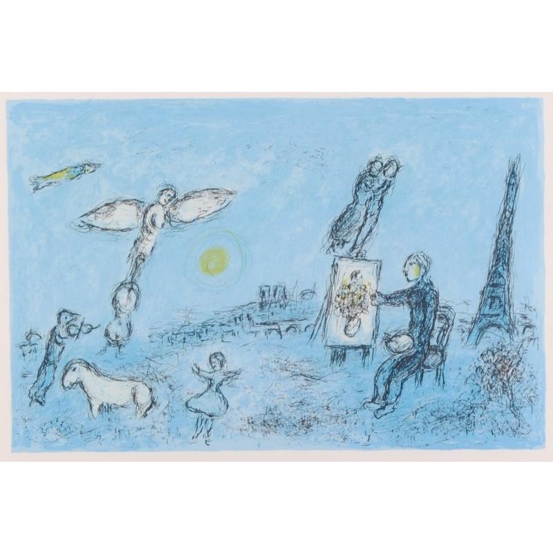 マルク・シャガール 絵画 オリジナルリトグラフ 版画 「画家とその二重