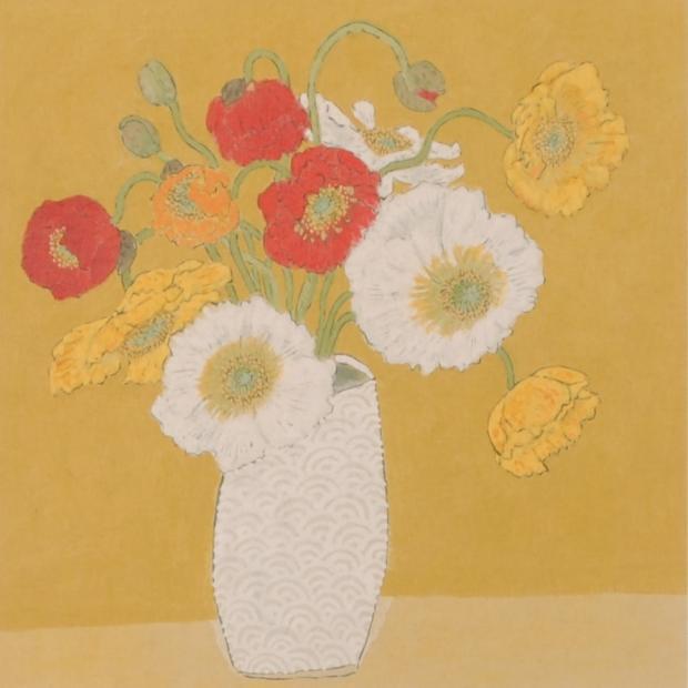 花 絵画 ポピー 静物画 版画 ジークレー 青木乃里子 「ポピー園」 額