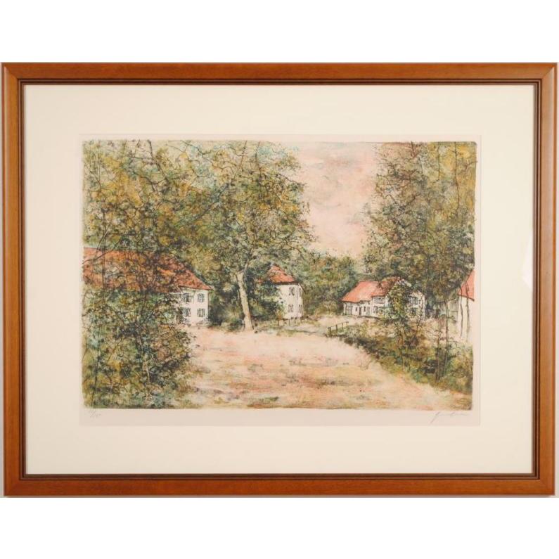 ベルナール・ガントナー 村の春 フランス 絵画 風景画 インテリア