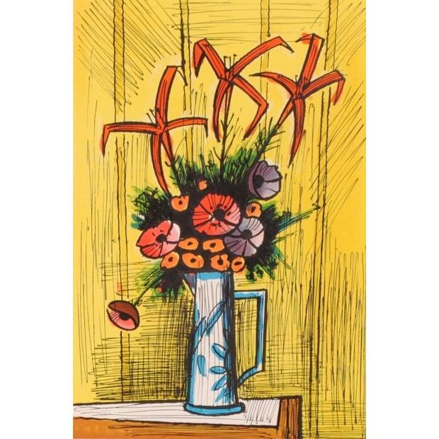 ベルナール・ビュッフェ 絵画 花 百合 アネモネ 絵 静物画 リトグラフ