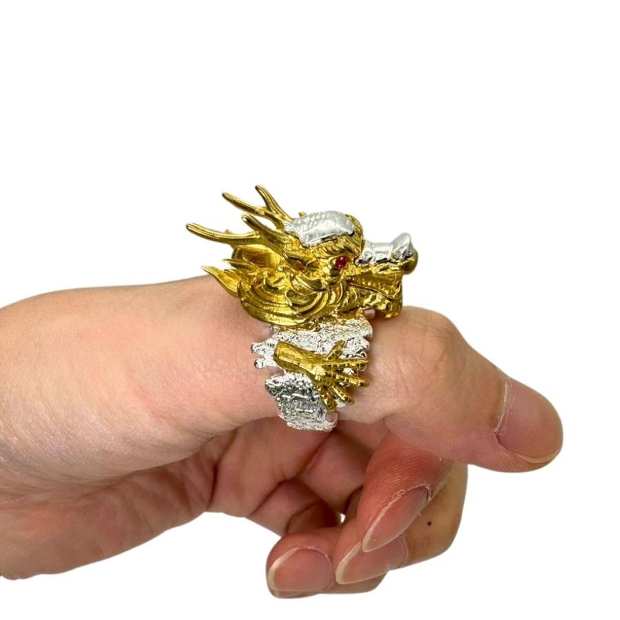 リング 龍銀紋環 白銀龍の指輪 龍 竜 幸運 風水 指輪 ゴージャス