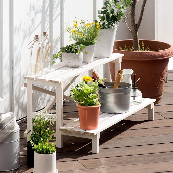 フラワースタンド 花台 屋外 2段 木製 おしゃれ ガーデニング 玄関