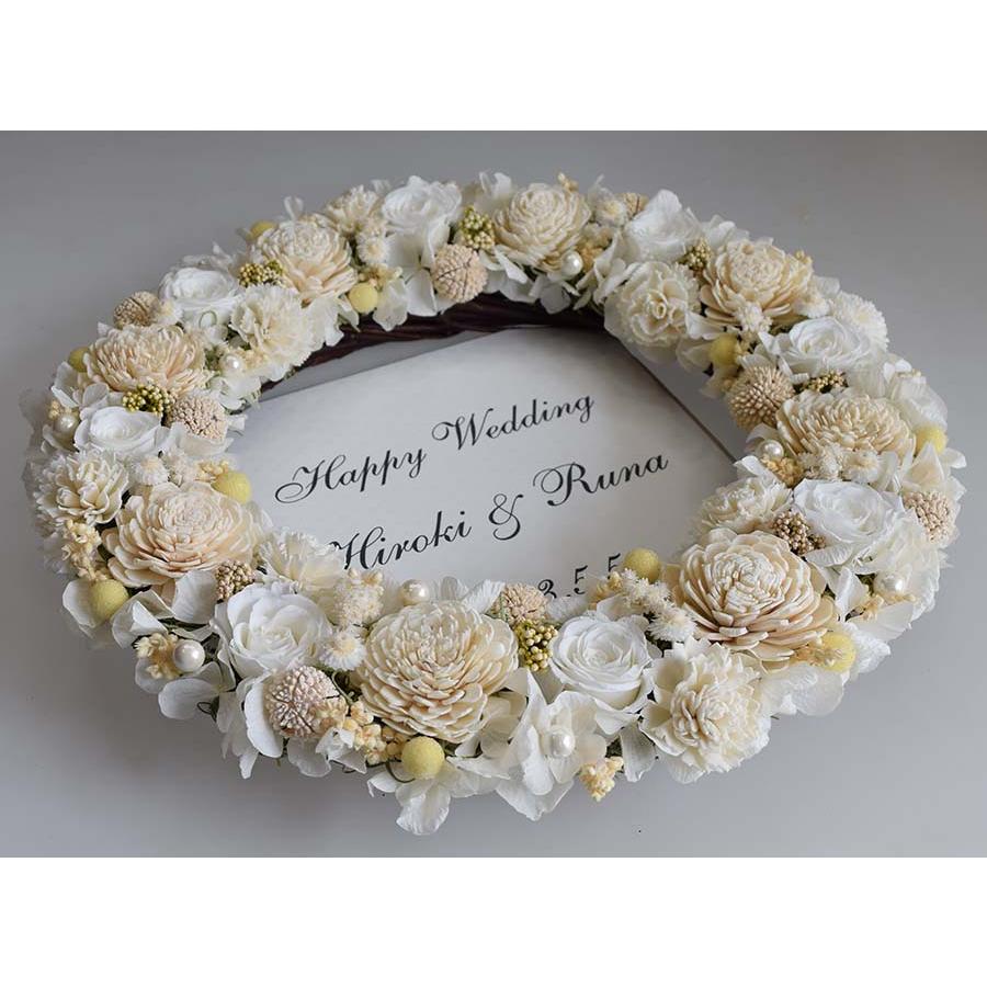 ウェルカムリース ブライダルカラーの白 プリザーブドフラワーリース