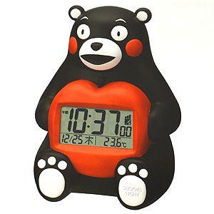 リズム時計/くまモン 立体電波デジタル目覚まし時計 8RZ156RH02 (代引