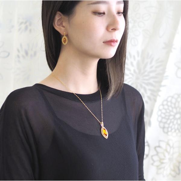 天然石 琥珀 ゴールドネックレス ペンダント 50cmチェーン付 誕生日