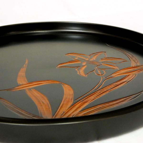 お盆 トレー 丸盆 黒 【一尺】 日光彫 盆 : 有限会社 阿久津茶舗