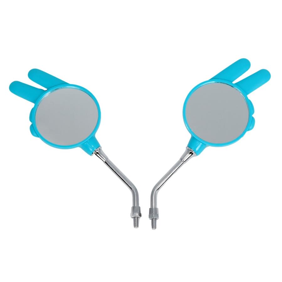 じゃんけんミラー 左右セット チョキ/ブルー 正ネジ8mm : バイクパーツ