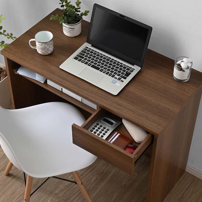 ワイエムワールド パソコンデスク 幅90cm 奥行44cm 収納 引き出し