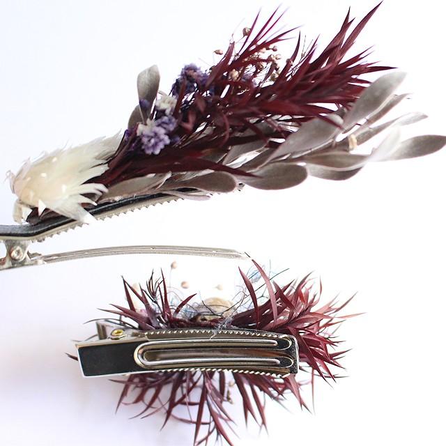 ヘアクリップ メンズ 花 セット バレッタ ヘアピン ドライフラワー