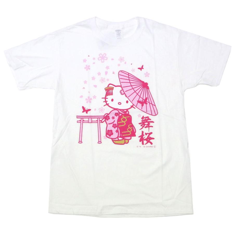 ハローキティ 日本限定 和風デザインキティちゃんTシャツ 番傘 桜 は