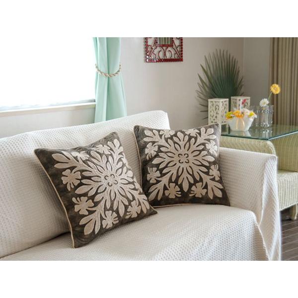 ハワイアンキルト サザンフォレストのむら染め本格キルト クッション