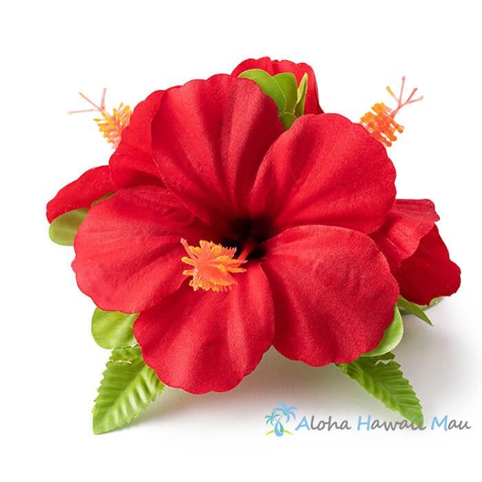 ハイビスカス 髪飾り レッド ヘアクリップ フラダンス 赤色 フラワー