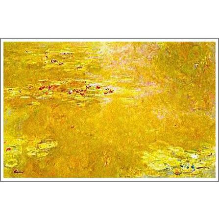 複製画 送料無料 絵画 油彩画 油絵 模写クロード・モネ「睡蓮〜黄金色