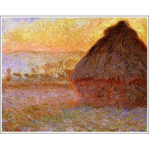複製画 送料無料 絵画 油彩画 油絵 模写クロード・モネ「積みわら〜日