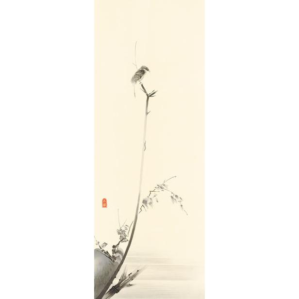 掛け軸 掛軸 宮本武蔵 枯木鳴鵙図 （ こぼくめいげきず ） （尺五