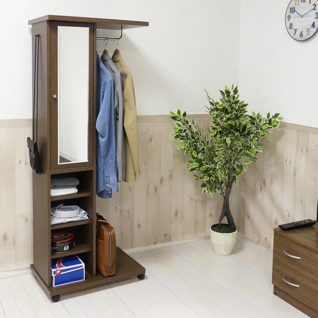 ミラー付ハンガーラック 家具 インテリア 衣類収納 収納 ハンガー
