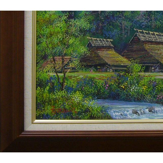 絵画 油絵 竹内敏彦 肉筆油絵 風景画 山麓の民家 F10 : アートフジ