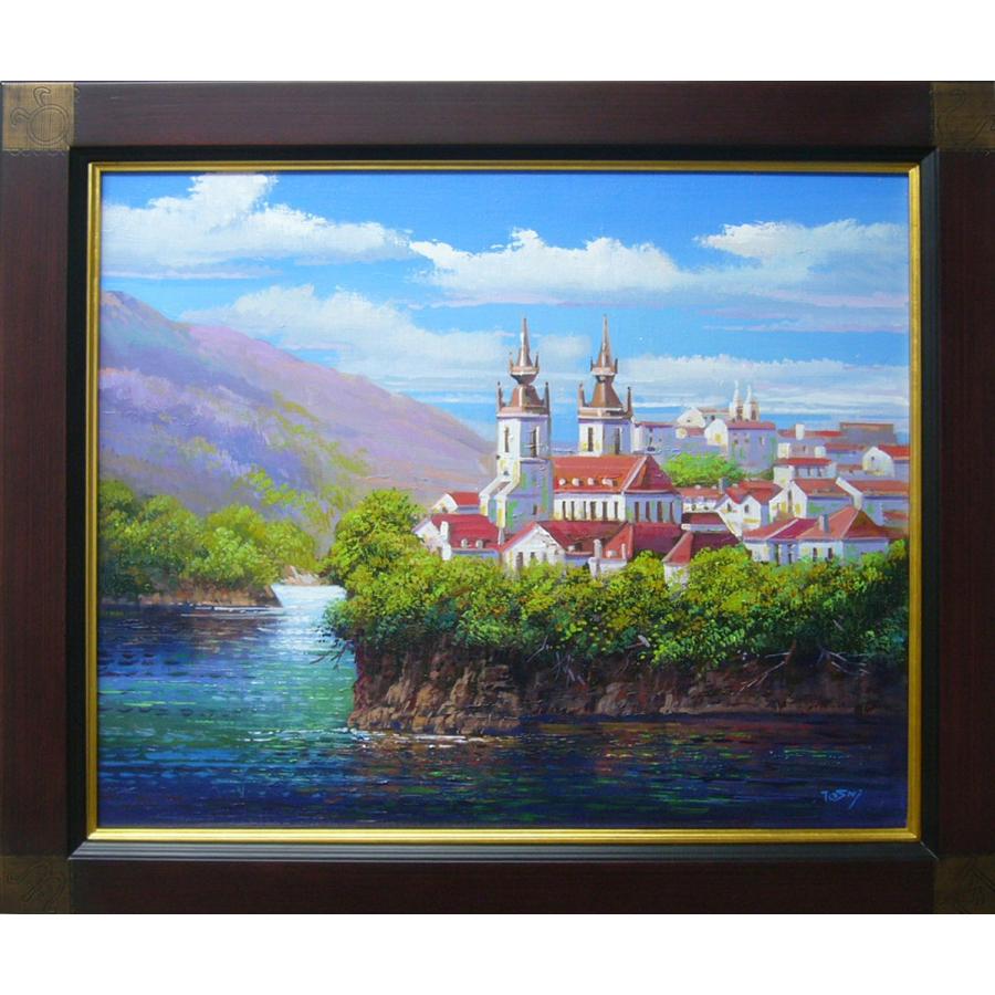 絵画 油絵 竹内敏彦 肉筆油絵 風景画 古城 F10 送料無料 : アートフジ