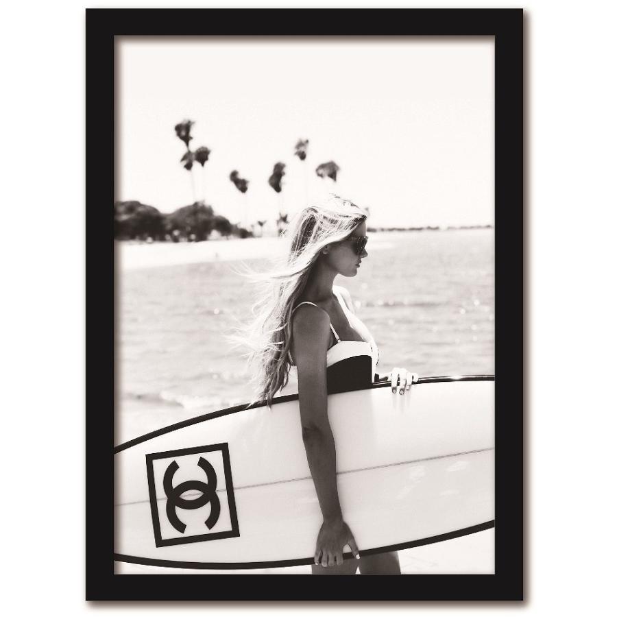 アートポスター ブランド 額入り A4 サーフガール ココ シャネル
