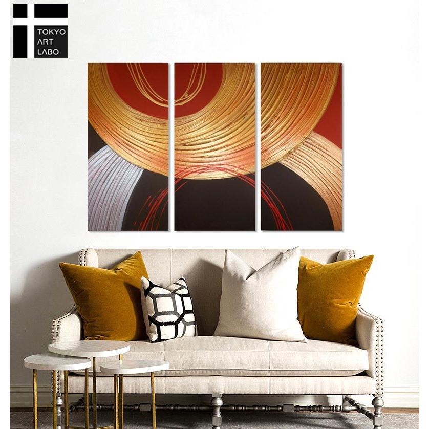 絵画 インテリア おしゃれ 壁掛け「朱金の抽象」和モダン アート 絵 3