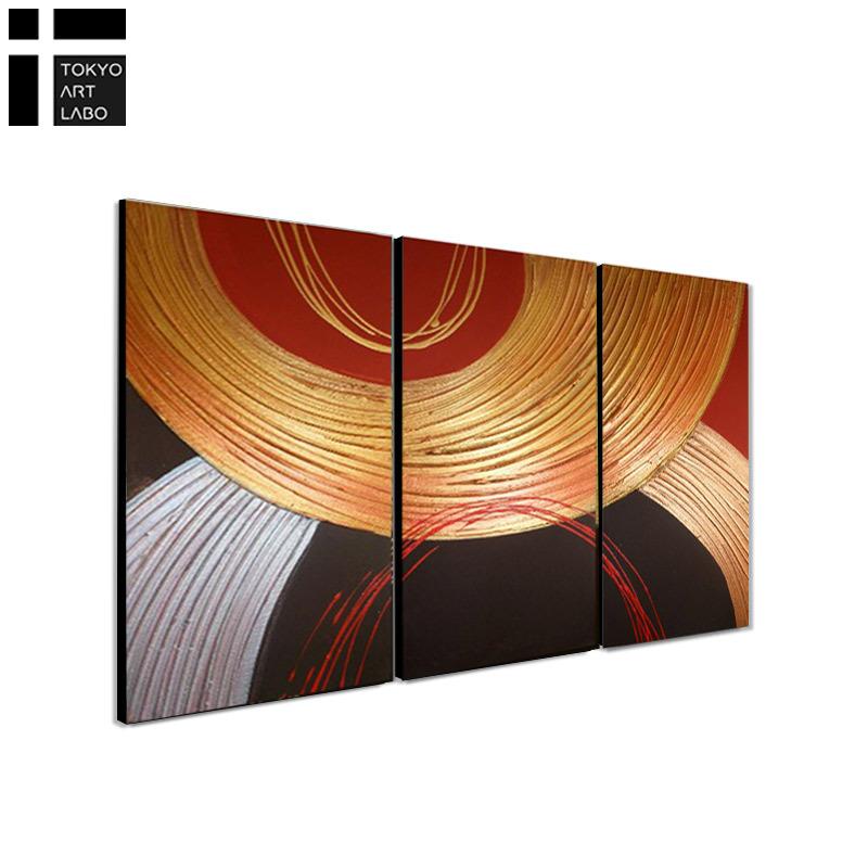 絵画 インテリア おしゃれ 壁掛け「朱金の抽象」和モダン アート 絵 3