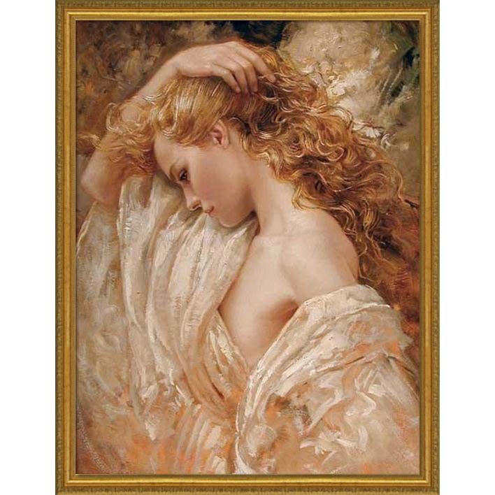 絵画 油絵 女性画「ロマンチスム」手描き 直筆 人物画 裸婦画 30号