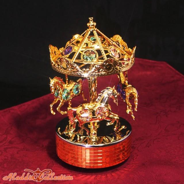 スワロフスキー オーナメント オルゴールメリーゴーランド 置物 合金製