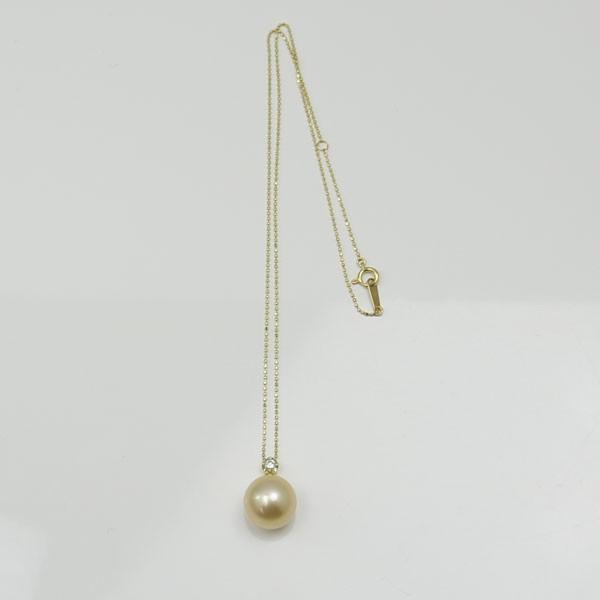 真珠 パール ネックレス 一粒 南洋白蝶真珠 12mm ナチュラルゴールド