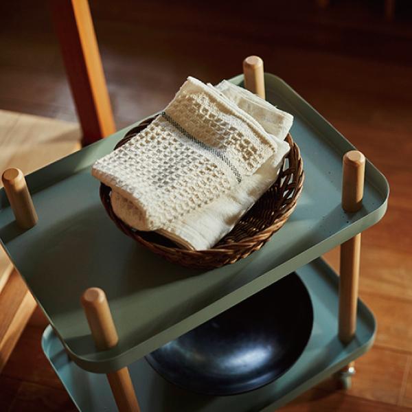 ワゴン2D キッチンワゴン グリーン 緑 おしゃれ 北欧 2段 小物入れ