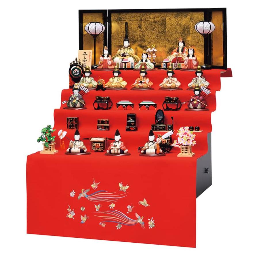 雛人形 コンパクト 一秀 ひな人形 木目込人形飾り 五段飾り 十五人飾り