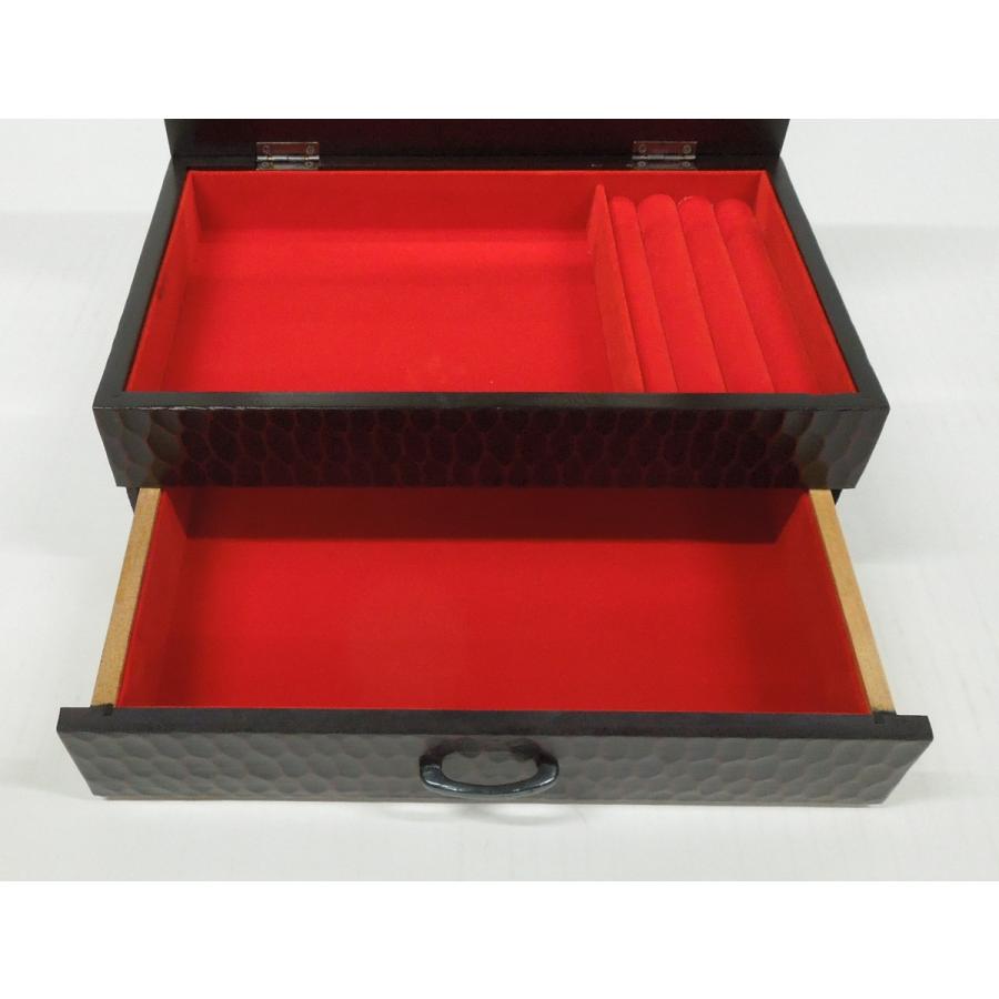 木製 宝石箱 鎌倉彫 鏡付き ほ-19 ジュエリーボックス アクセサリー