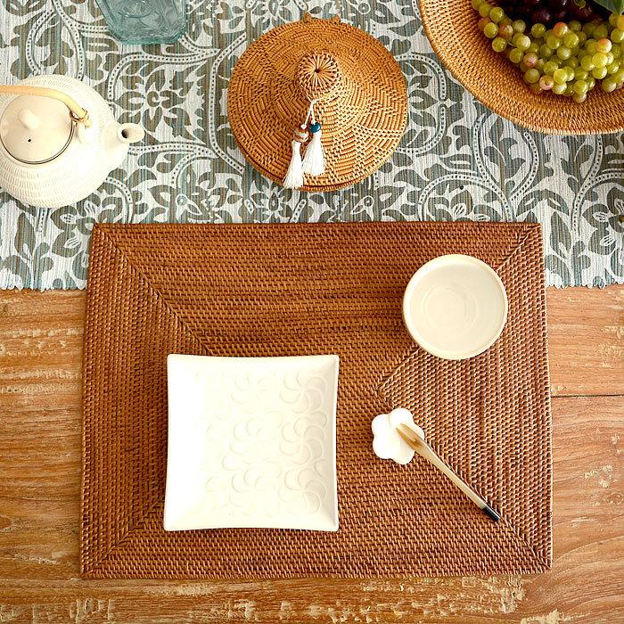 アタ製ランチョンマット バリ島産 スクエア型 2604 : アジア工房