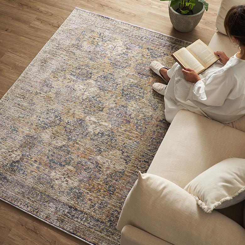 ヴィンテージ風ラグ ホットカーペット対応 1.5畳 ラグマット