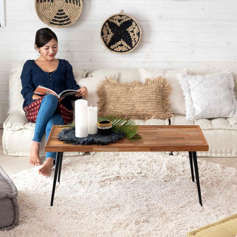 センターテーブル コーヒーテーブル ローテーブル アイアン脚 テーブル