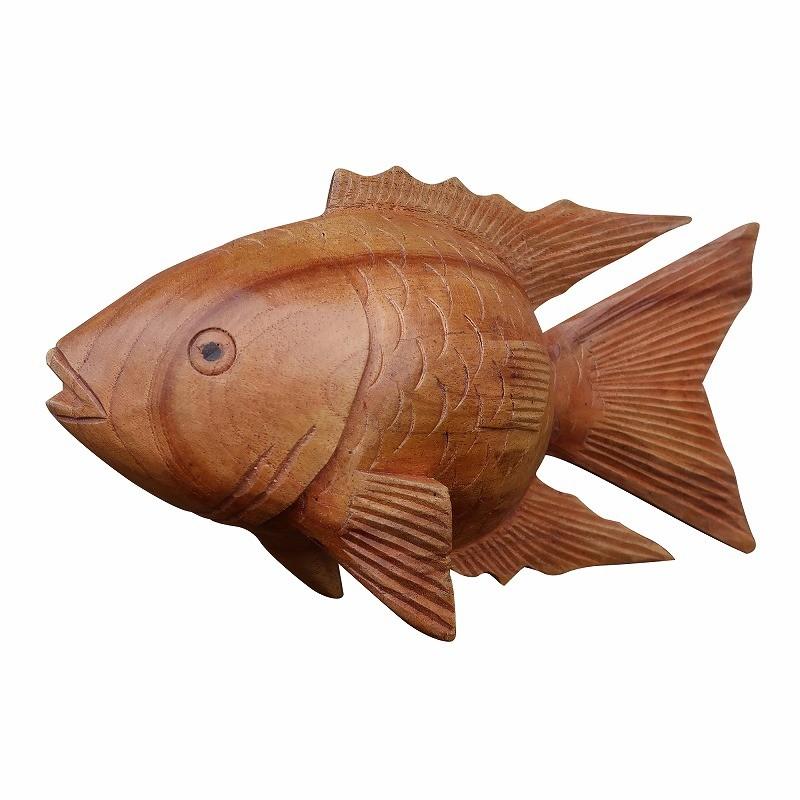 魚の木彫り 木製 25X7X12.5 【さかなの木彫り 魚の置物 魚のオブジェ