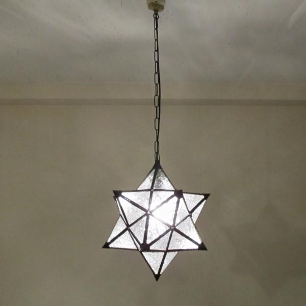 ガラスペンダントランプ スター 星型ランプ 磨りガラス ナチュラル