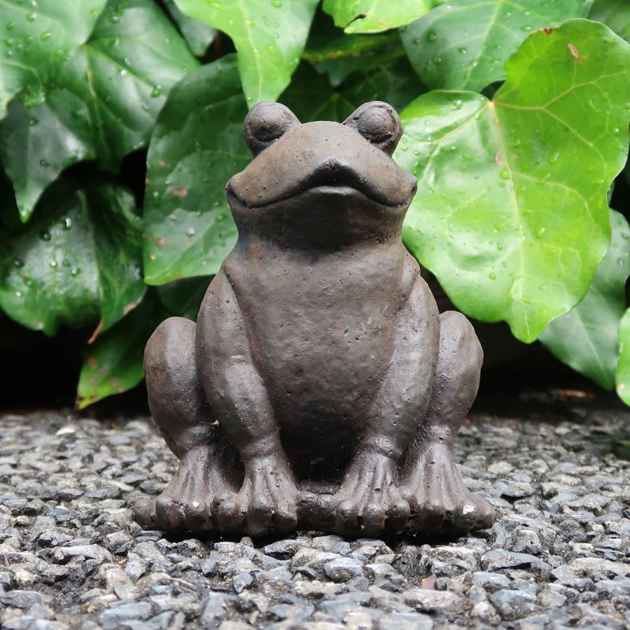 カエルの石像 コンクリート Sサイズ 13cm アンティーク調 カエルの置物