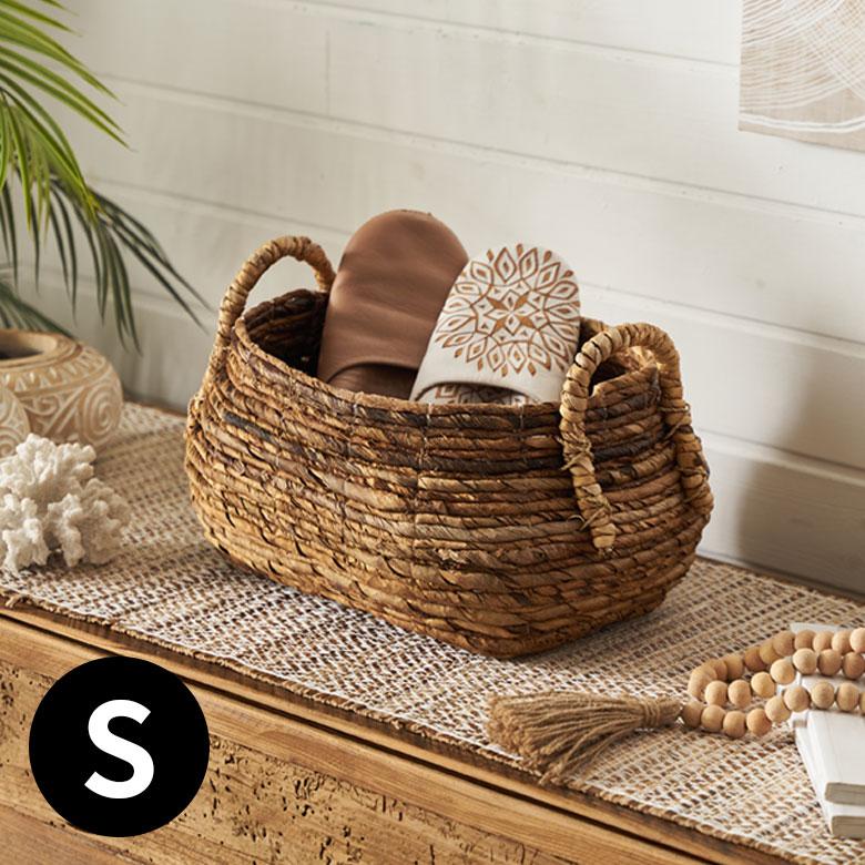 かご バスケット 収納 小物入れ 天然素材 持ち手付き アバカ スリッパ