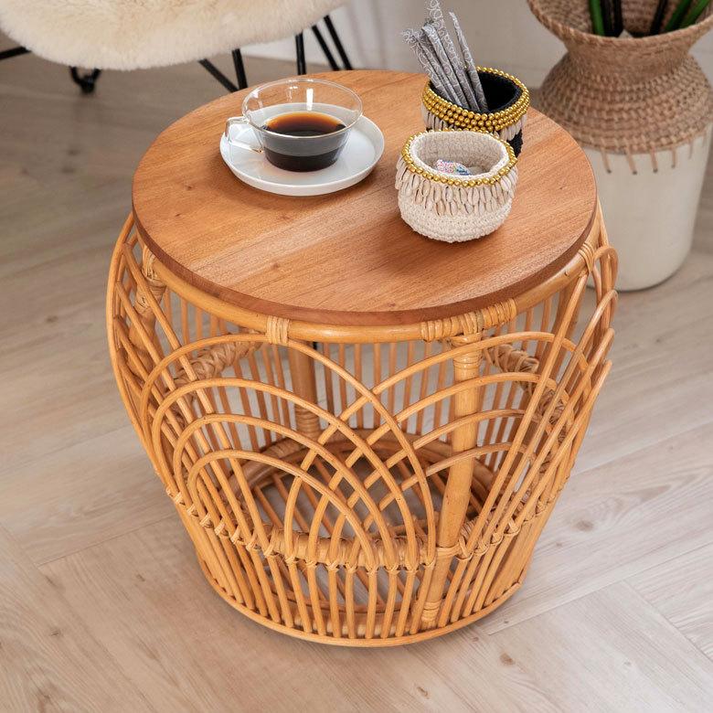 サイドテーブル ラタン コーヒーテーブル ナイトテーブル W 41cm D H