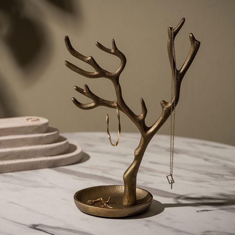 アクセサリー スタンド 収納 アンティーク ゴールド ツリー トレイ