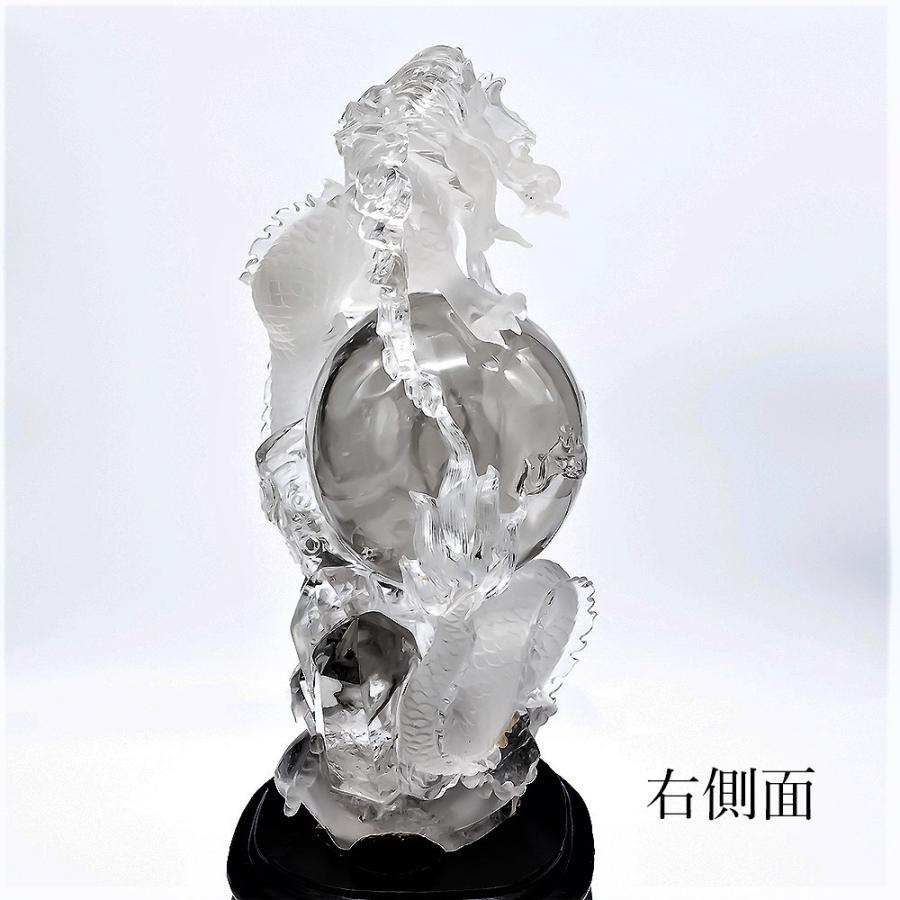 水晶 クリスタル 龍 ドラゴン 一刀彫 彫刻 置物 工芸品 鑑別書付き