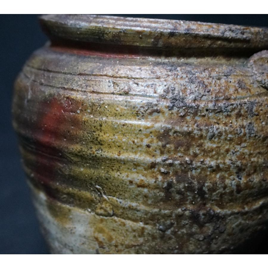 古備前】種壺 茶道具 水指 花入 花瓶 耳付 壺 蹲 甕 高さ15cm