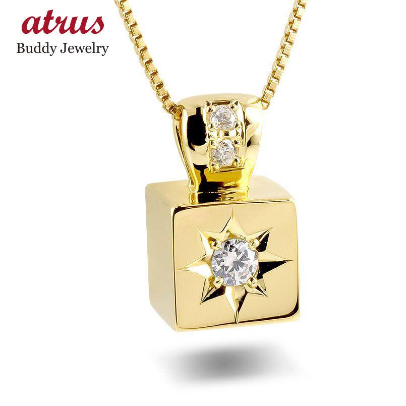 ジュエリー工房アトラス 18金 ネックレス トップ ダイヤモンド メンズ