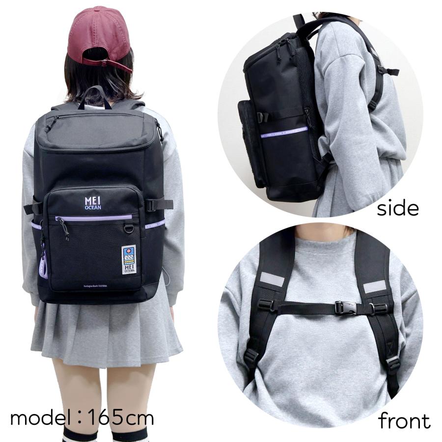 MEI-OCEAN デイパック BOX ポリ スクール リュック 学生 黒 ブラック