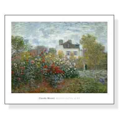 ポスター アート アルジャントゥイユのモネの家の庭（ダリアの咲く庭